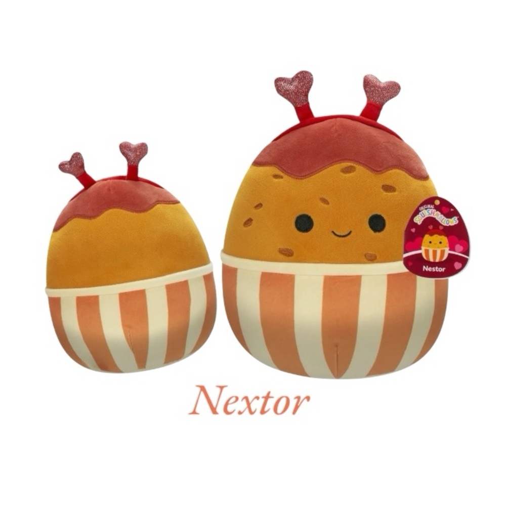 Squishmallows Nextor Red and Orange Stuffed Animals with Heart Antennae